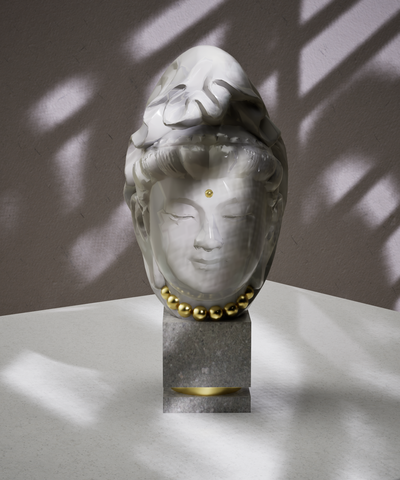 escultura rostro budista home espiritualidad buda cara estatua 3d print model - Mito3D