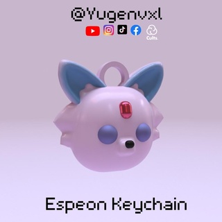 espeon keychain figure pokemon eevee character kawaii cute art eeveelution 3d print model - Mito3D