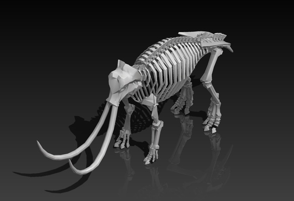 esqueleto mamut mastodonte extinguido n fosil huesos figura escultura 3d print model - Mito3D