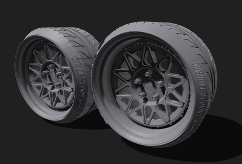 esr gp14 borde ruedas Halar 1 24 neumático modelado modelo coche vehiculo 3d print model - Mito3D