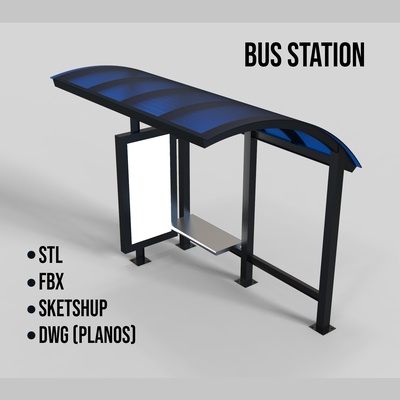 estacion autobus autobús estación mobiliario arquitectonico arquitectura parada detalle constructivo 3d maqueta proyectos 3d print model - Mito3D