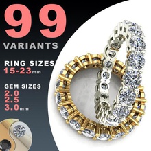 eternity diamond ring set 20 25 30 mm gems jewelry rings gold silver jewel printable jewellery fashion prototyping pack package wedding marryme band luxury 3d print model - Mito3D