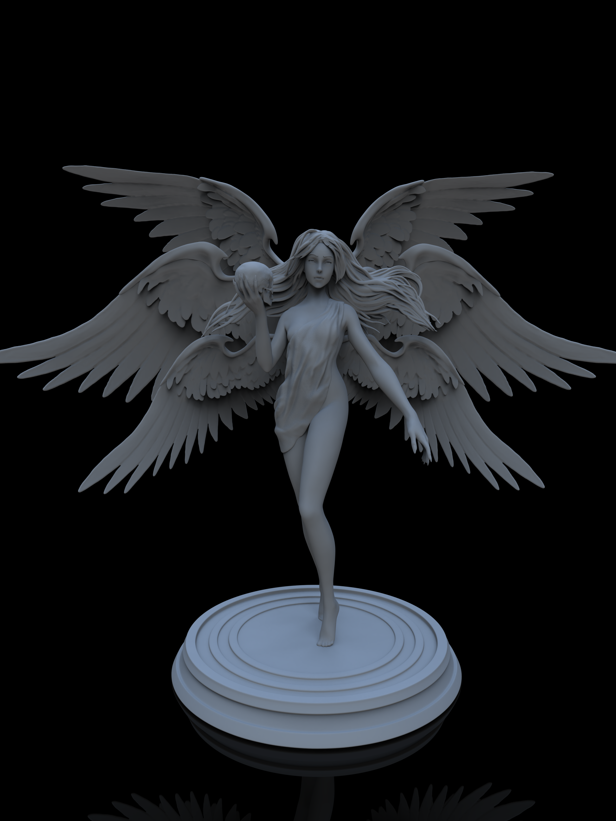 ethereal elegance angel death archangel seraphim female toy collectible statue statuete deco decorative decoration garden skull 3D print model - Mito3D