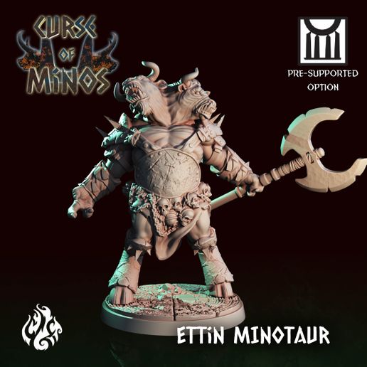 ettin minotaur game axe fantasy giant god greece monster rpg patreon myth dnd foundry crippled cgf 3D print model - Mito3D