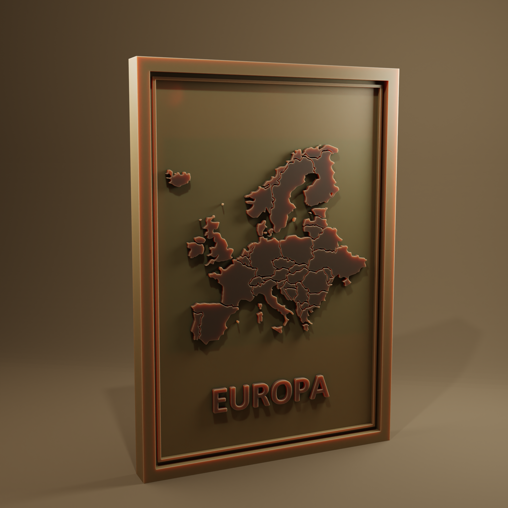 Europa Karte Kunst europäisch Tabelle Kunstwerk Bezirk Shengan Juropa Wahrzeichen 3D print model - Mito3D