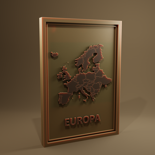 europa carte art L'Europe européen table ouvrages d'art comté shengan yuropa point repère 3d print model - Mito3D