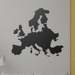 Europa pared Arte láser corte mural obra arte continente mapa geografía europeo viaje exploración topografía países punto referencia silueta 2d diseño 3d print model - Mito3D