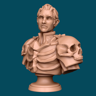 eurshin dramatic half-orc - bust presupported bust male bust fantasy figurine fighter half-orc miniature stl warrior supports pre-supported  3d print model - Mito3D