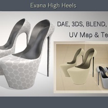 evana high heels verschiedene Schuhe low-poly Damenschuhe 3d print model - Mito3D
