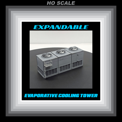 evaporative cooling tower in ho scale industrial commercial chiller fan cooled water refinery model railroad layout structure modular pipe scenery building 3d print model - Mito3D