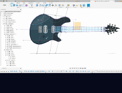 evlenmek Wolfgang ilham kapsamlı gitar tasarım cad model cnc yapımcılar 3d sanatçılar enstrüman Luthier kendin yap fusion360 kam öğütme ağaç işleri yapıcı 3d print model - Mito3D