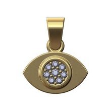evil eye diamond cluster pendant charm bail 3d print model jewelry navette printable gold silver jewellery sterling jewish vintag fashion necklace oval 3d print model - Mito3D