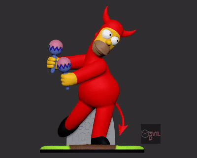 kötü Homer Sanat Simpson Homero Şeytan Los heykel karikatür mezar 3d print model - Mito3D