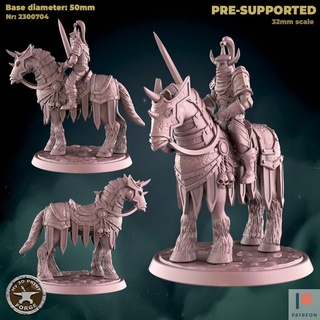 evil horseman fantasy warcraft dnd miniature stl presupported model resin wow karazhan dungeon raid boss huntsman midnight human warrior attumen 3d print model - Mito3D