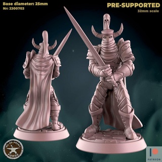evil knight boss fantasy warcraft dnd miniature stl presupported model resin wow karazhan dungeon raid huntsman midnight human warrior attumen 3d print model - Mito3D