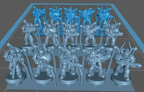 evil marines special weapons galactic crusaders - remix 6mm chaos space epic epic40k 40k armageddon scale models 3d print model - Mito3D
