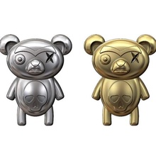 evil panda bear pendant charm 3d print model jewelry teddy jewellery printable fashion gold silver sterling necklace simple hiphop miniature relief keychain figurine skull bad pendants 3d print model - Mito3D
