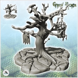 evil tree flags skeleton metal cage 12 - ork green horde fantasy beast chaos demon ogre building architecture tabletop miniatures scenery wargame game terrain house accessories orc warrior rings lotr medieval orcus savage waaagh grunt 3d print model - Mito3D