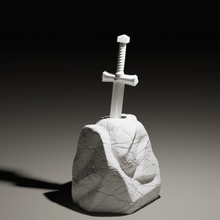 lendária espada excalibur a casa rock de pauta arthur o rei lendário personagem figurine 3d print model - Mito3D