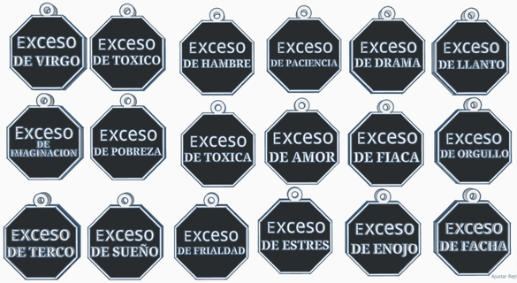 exceso de llavero pack x18 fraces keychains 3d print model - Mito3D