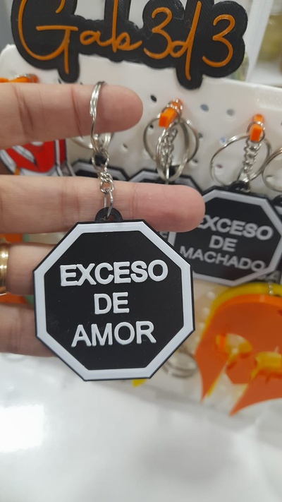 excesso chaveiros chaveiro humor octógono diversão alto meme chave argolas 3d print model - Mito3D