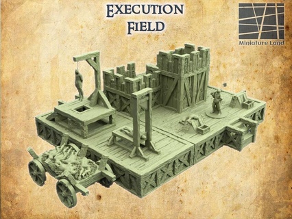 execution grounds 28 mm tabletop terrain rpg dnd prison medieval supportfree old wood carriage casualties structure playable interior modular 28mm 25mm 15mm wargame 3d print model - Mito3D