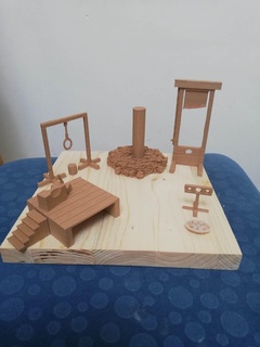 execution scatter terrain set tabletop ttrpg gallows chopping block guillotine pilory stake burning dnd pathfinder 3d print model - Mito3D