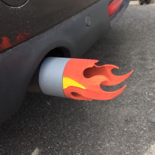 exhaust flame gadget car tailpipe decoration vehicle voxelab voxelabcultscar 3D print model - Mito3D