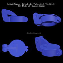 exhaust flapper - demo derby pulling truck mud rc model kit custom diecast upright headers slot pipes flappers 3d print model - Mito3D