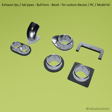 exhaust tips tail pipes - bull horn bezel custom diecast rc model kit bullhorn 3d print model - Mito3D