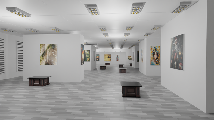 exhibition hall - art gallery museum interior warehouse architecture modern galerie building painting photograph structure room exhibit scene collection art-gallery 3d print model - Mito3D