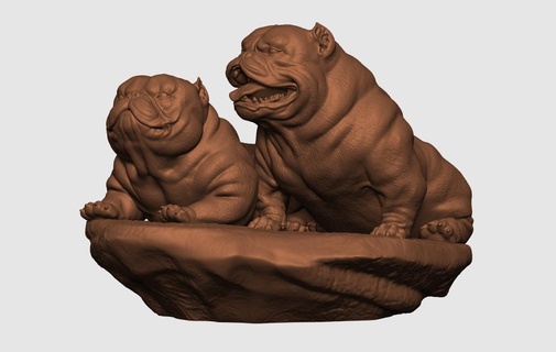 exotisch schikanieren weiblich männlich Diorama Kunst Hund amerikanisch Trophäe Spielzeug Bulldogge Argentinien dogo 3d print model - Mito3D
