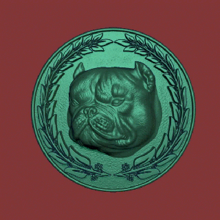 esotico prepotente fossa Toro medaglione medaglia moneta americano animale giocattoli arte giocattolo scultura cani cane 3d print model - Mito3D