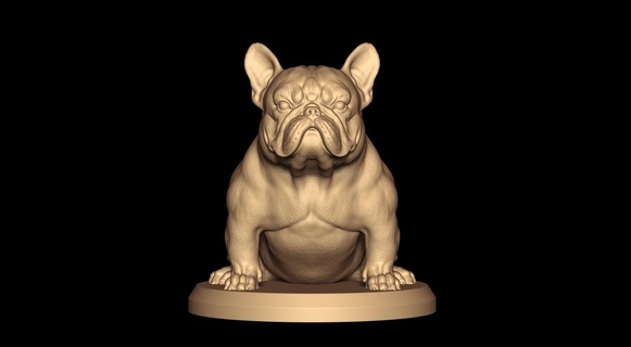 exotique Bulldog français assise art bouledogue poilu taureau chien brute américain sculpture jouets 3d print model - Mito3D