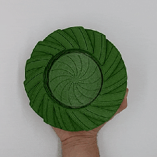 expansión plato decoración verde plegable mecánico Moviente espiral cinemático 3d print model - Mito3D