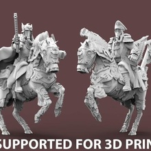 expendable brigade officers commissars - presupported tool 40k astra militarum cavalry great war horseman knights rider warhammer 3d printing death corps 3d print model - Mito3D