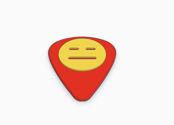 inespressivo emoji chitarra scegliere basso elettrico acustico espressione meh strumento musica roccia classico pickcard gruppo musicale collezione carta 3d print model - Mito3D