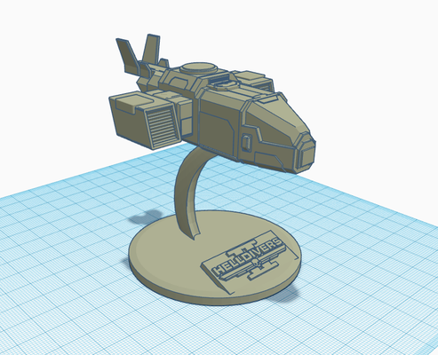 extraction shuttle on stand logo - helldivers 2 hell divers spaceship space craft sci-fi game planetside 3d print model - Mito3D
