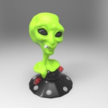extraterrestre ovni divers de l'herbe caractère la nef spatiales vert fumée fou 3d print model - Mito3D