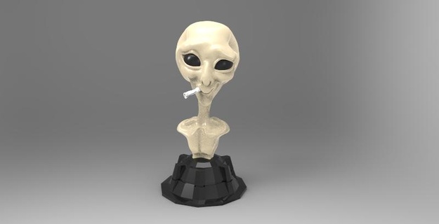 extraterrestre OVNI busto poul terror calefacción global cigarrillo articulación pedazo césped 3d print model - Mito3D