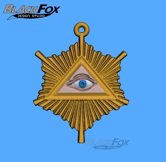 eye providence pentant keychain freemason masonic blackfox gadu pendant 3d print model - Mito3D