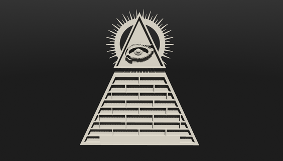 occhio provvidenza vedendo Dio occulto simbolo onniscienza luminoso delta dei arte tutti alfa omega antico mistico sacrale illuminati cartello gratuito opere murarie spirituale logo piramide massonico esoterico profezia 3d print model - Mito3D