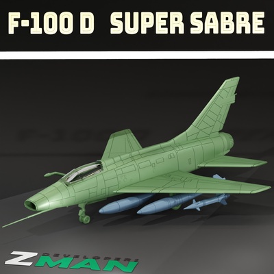 f 100 d v1 jogos super sabre 100a 100c 100d 100f rf yf us aeronave 1 200 sla resina fdm lutador jato avião 72 144 3d print model - Mito3D