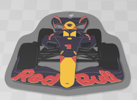 f1 Schlüsselbund Formel 1 Red Bull rot Stier Wagen 3d print model - Mito3D