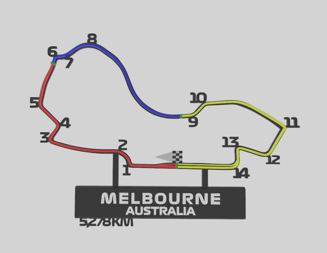 f1 melbourne grand prix circuit australia Game formula 1 track race 3D print model - Mito3D