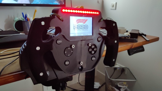 f1 style courses roue thrustmaster t150 Jeu pilotage écran RVB LED décalage indicateur sim 3d print model - Mito3D