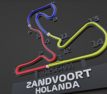 f1 Zandvoort paises bajos f1 formula1 holanda Zandvoort iman carrera auto pista auto fórmula plan heladera 3d print model - Mito3D
