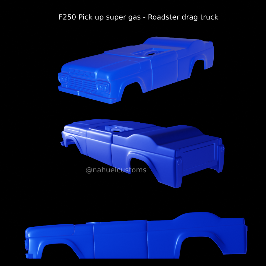 f250 wählen Super Gas Roadster ziehen LKW 250 100 f100 Benutzerdefiniert Druckguss rc Slot Modell Kit abholen Profi Lager Rennen 3D print model - Mito3D
