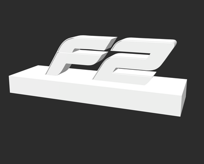 f2 logotipo corrida troféu placa decoração ficar pé símbolo Fórmula formel 2 3d print model - Mito3D