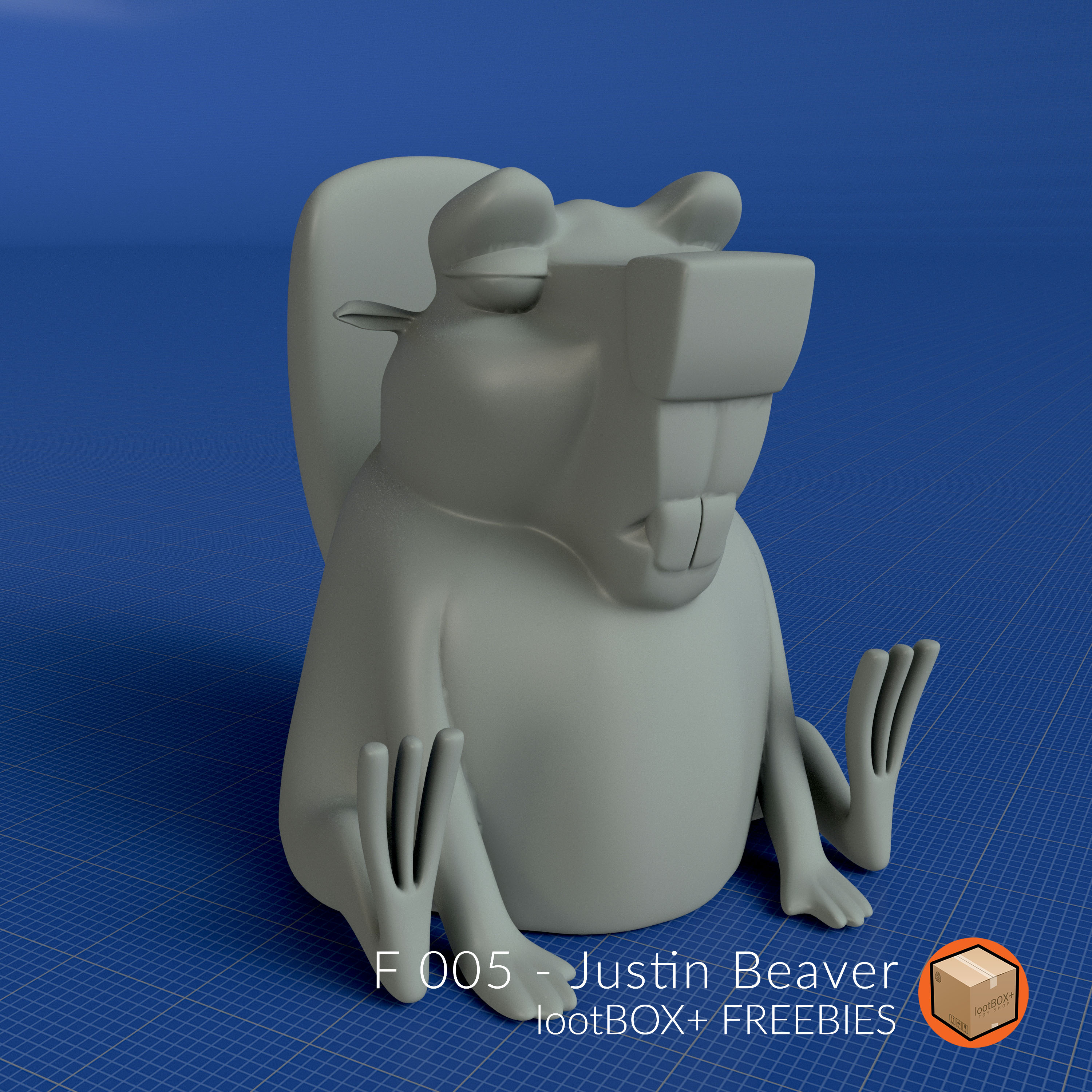 f 005 - justin beaver freestuff animal 3D print model - Mito3D